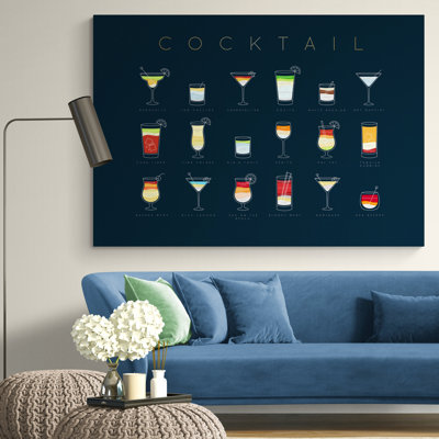Cocktail Recipes - Wrapped Canvas Print
