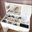 Flip Top Vanity Desk With LED Lighted Mirror & Built-In Outlet - Makeup Table With Drawers, Storage, And Hooks