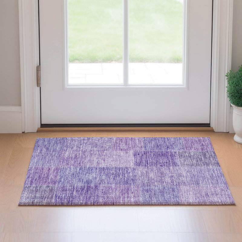 Premium Machine Washable Prisco Lavender Rug, Rectangle 1'8" x 2'6"