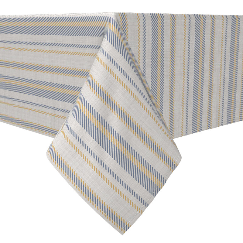 Rectangular Striped Cotton Twill Tablecloth
