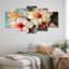 Vibrant hibiscus fleur tropicale sur bleu rétro - art mural hibiscus 5 pièces