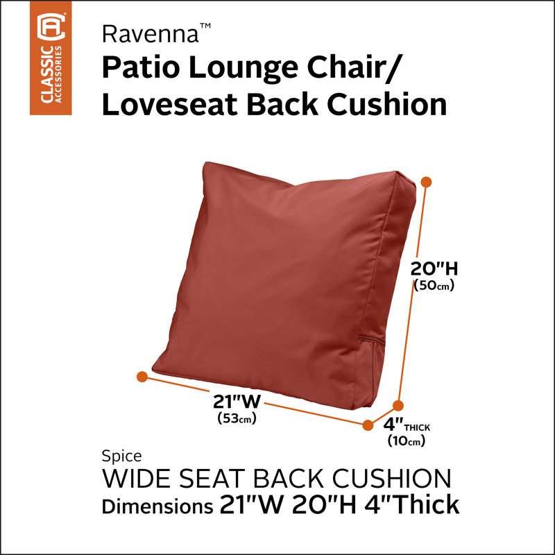 Coussin de dossier d'extérieur Ravenna, H 21 po x l 20 po x P 4 po, Épice