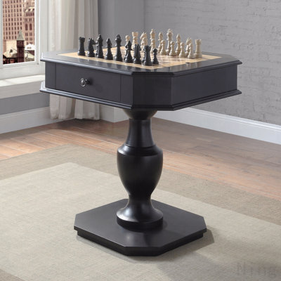 Table de jeu noire à 2 tiroirs