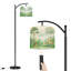 Lampe sur pied en arc Gentle Bunnies Birds parmi la verdure Lumière sur pied avec abat-jour réglable 3 lumières à intensité variable avec télécommande pour le salon