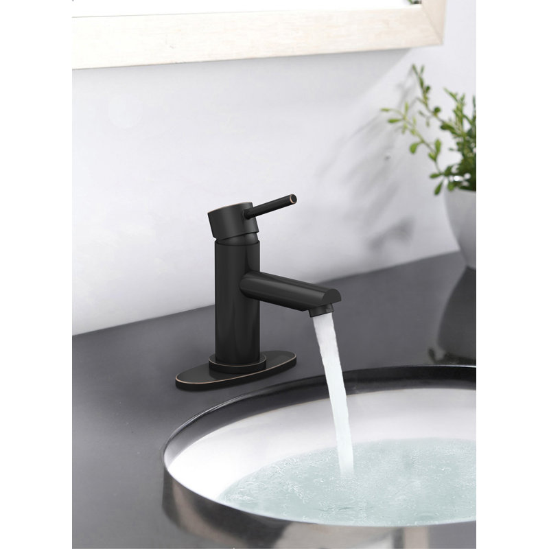 Single-handle Bathroom Faucet with Drain Assembly, Rubbed Bronze