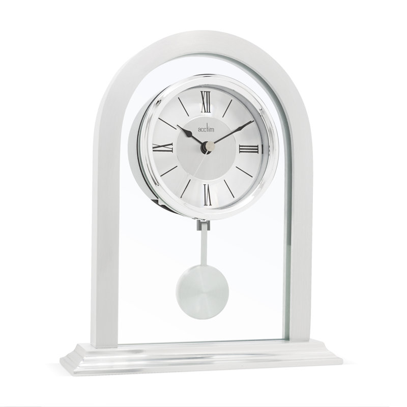 Roman Numeral Metal Quartz movement / Crystal Tabletop Clock in Silver