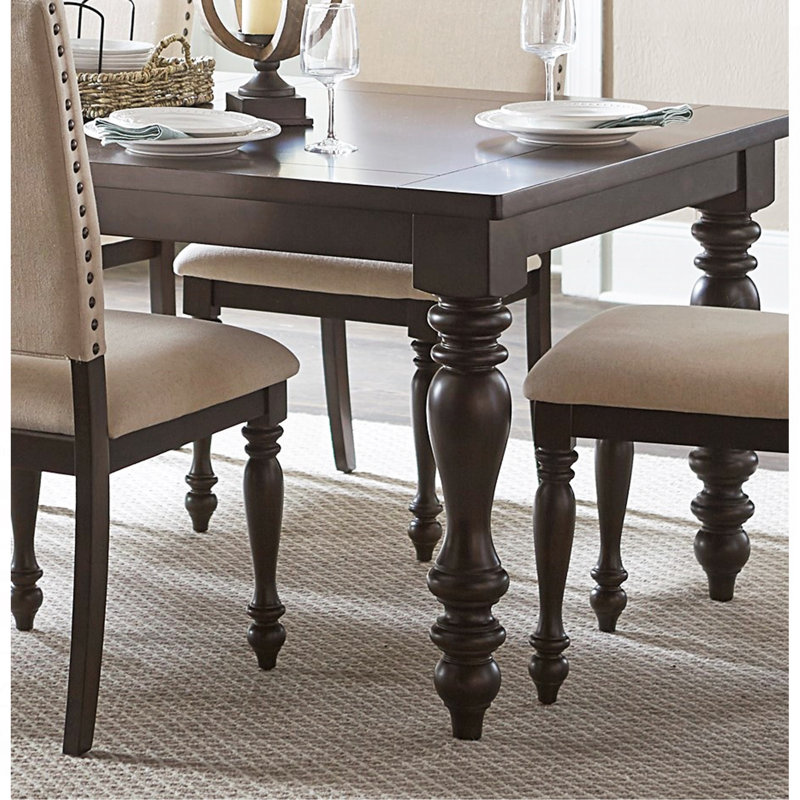 Ensemble de salle à manger 7 pièces à finition brune traditionnelle, 7 pièces : table, 6 chaises