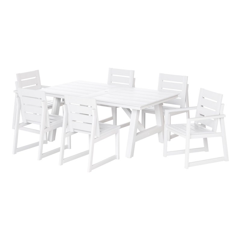 Ensemble repas d'extérieur 7 pièces 7 pièces, Blanc