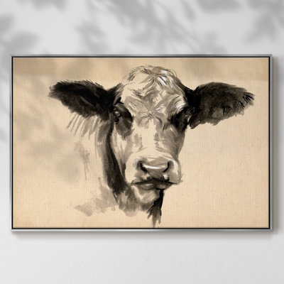 " Charcoal Cow II " Painting Print
