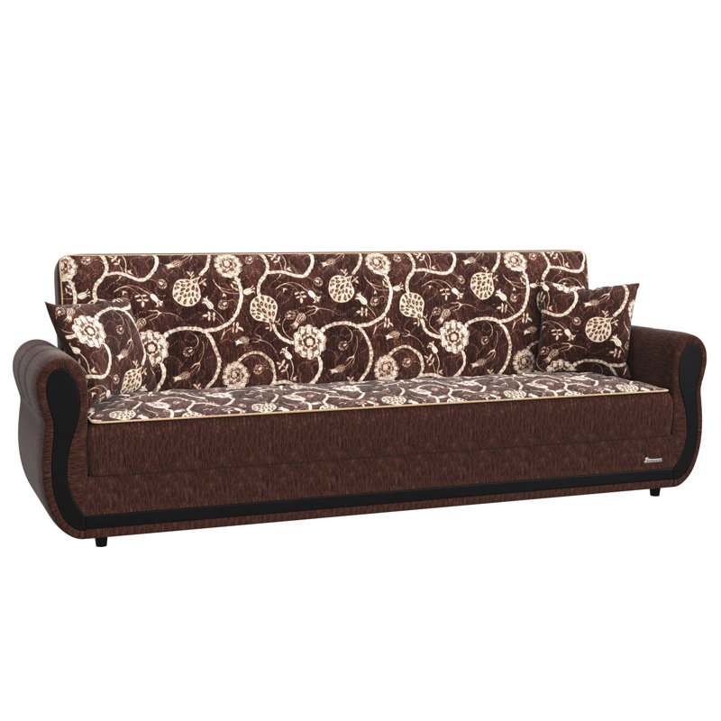 Canapé-lit rembourré convertible avec rangement, Brun