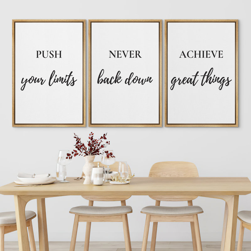 «Push Never Achieve Great Things», impression murale sur toile, 3 pièces, Naturel, H 36 po x l 24 po