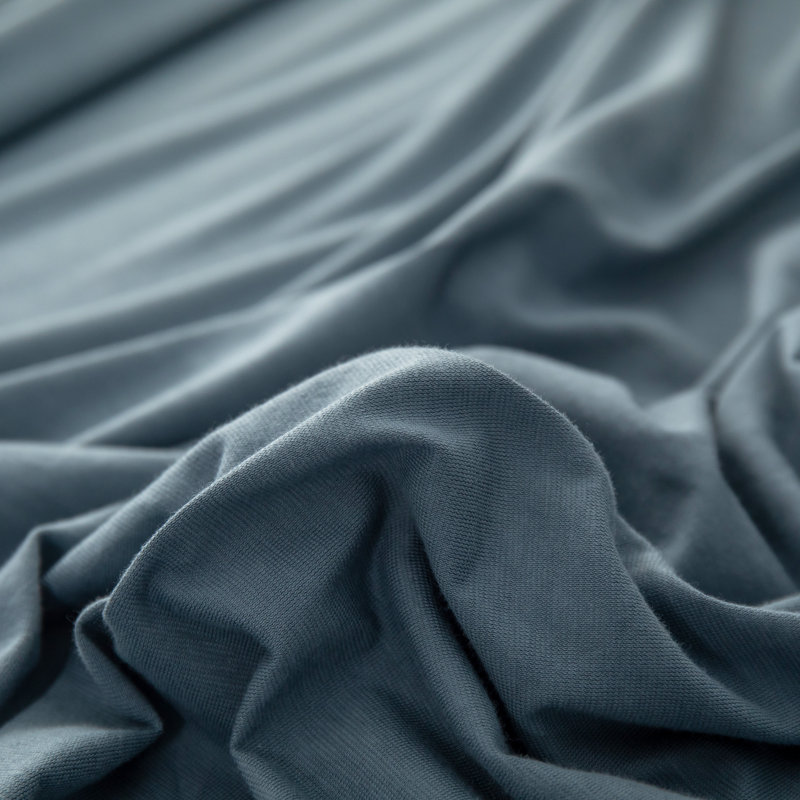 HOME BEDDING Jersey Cotton Duvet Cover Set, Cerulean Blue, Full Duvet Cover + 2 Standard Shams