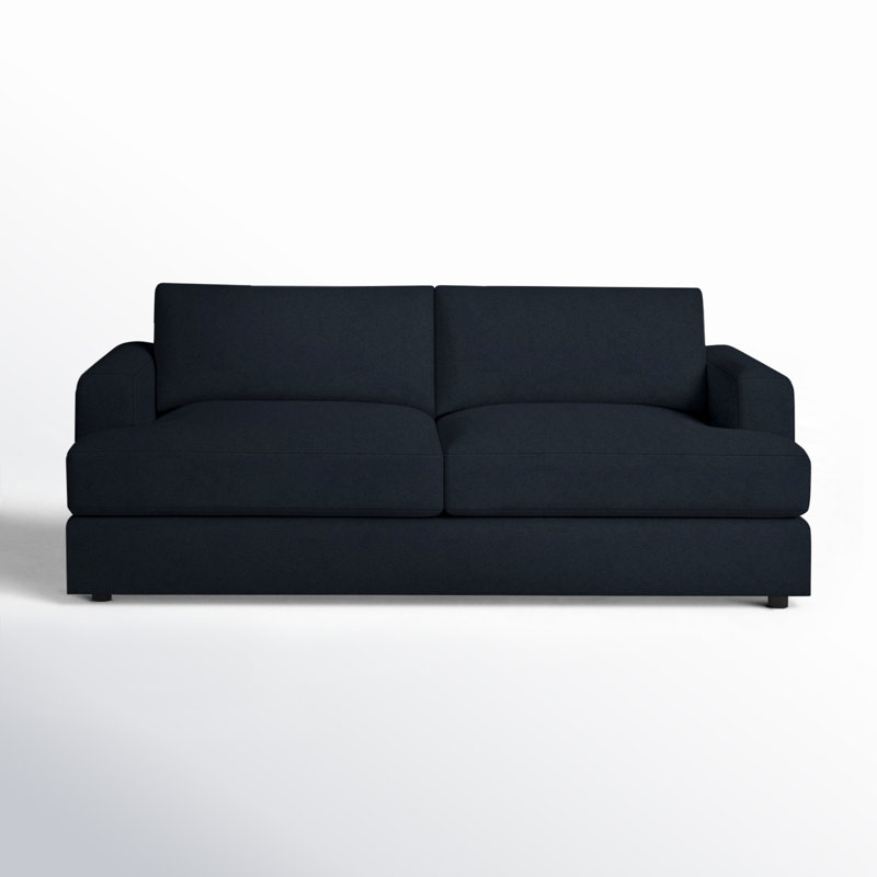 Cayden Upholstered 84'' Sofa, Bella Ink Blue Performance Velvet