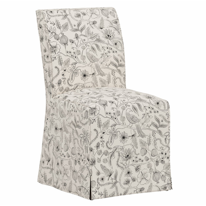 Frances Slipcover Dining Chair, Rpc Aviary Black & Cream Linen