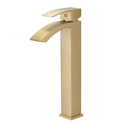 Brushed Gold Side Bathroom Tap, Single Hole For Home Modern Aluminium Alloy Sink Tap Lavatory