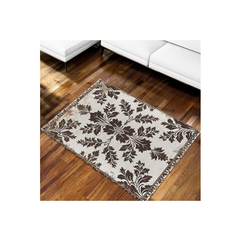 Tapis lavable à motif floral, Sous-tapis carré 3 pi 11 po inclus