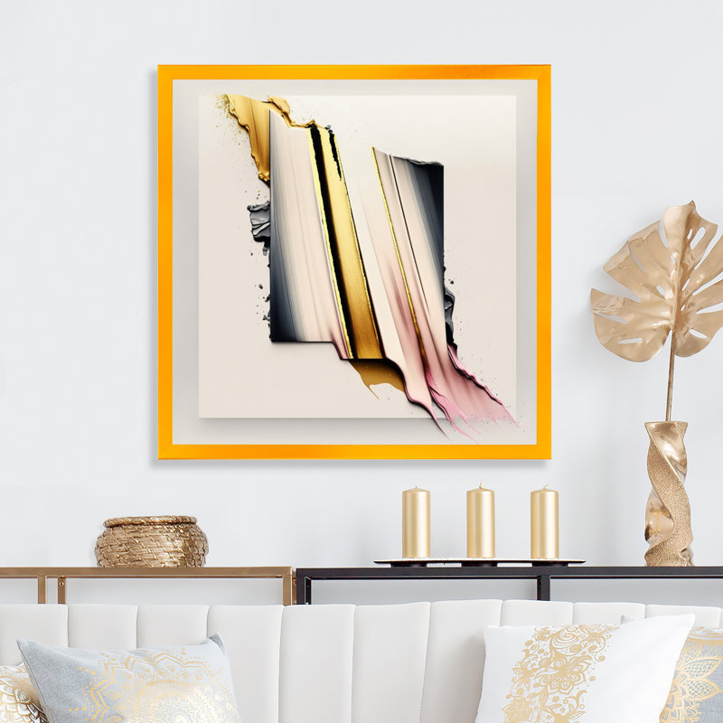 «Abstract Geode Watercolor Gold III», reproduction sur toile, L 30 po x H 30 po, Impression dorée sur toile encadrée