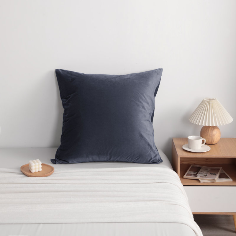  Housse de coussin carré en velours, 26 po x 26 po, Gris anthracite