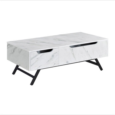 Table basse blanche avec plateau relevable