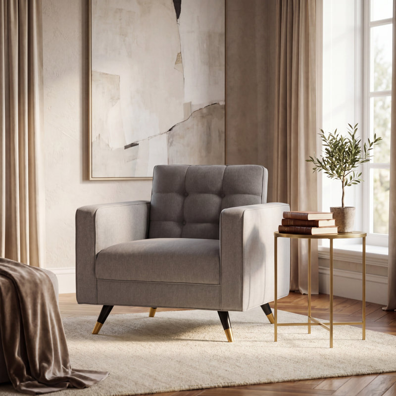 Fauteuil club en polyester touffeté 33,1 po