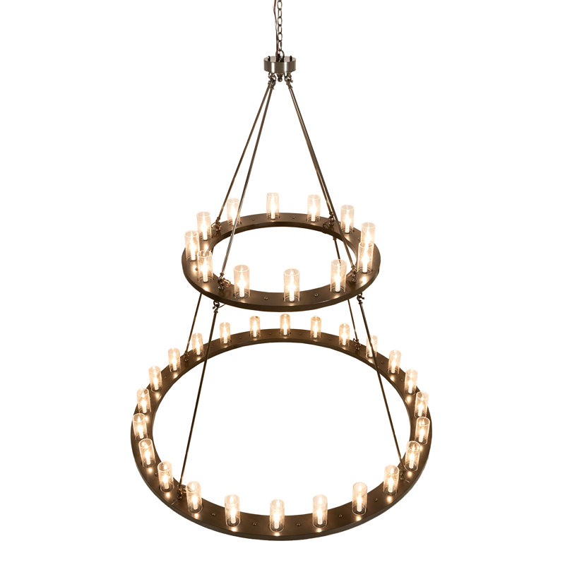 Varberg 36 - Light Dimmable Wagon Wheel Chandelier