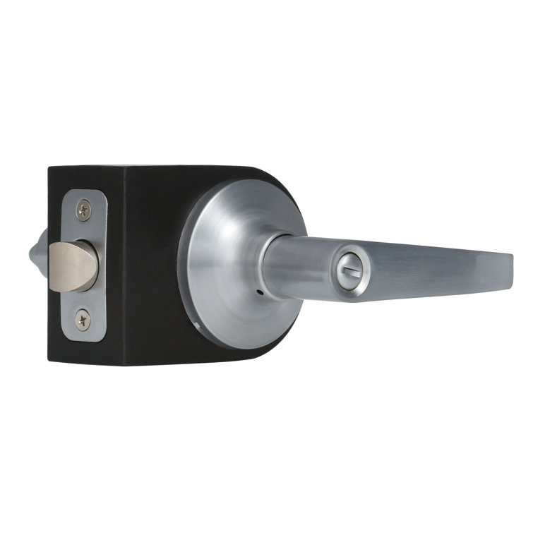 Franklin Collection Modern Brushed Chrome Privacy Bed/Bath Door Handle with Lock
