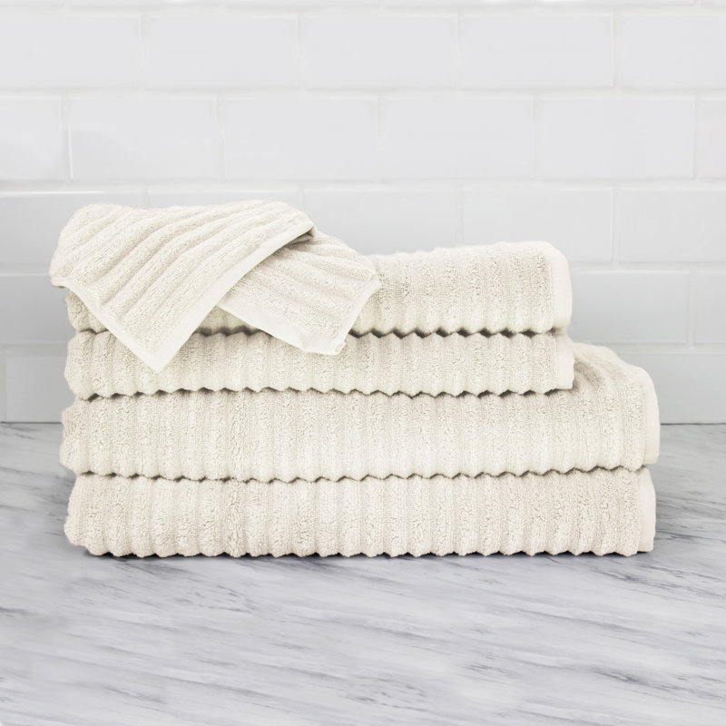 Glines 100% Cotton Plush Ribbed Mulit-Size Set, Ivory