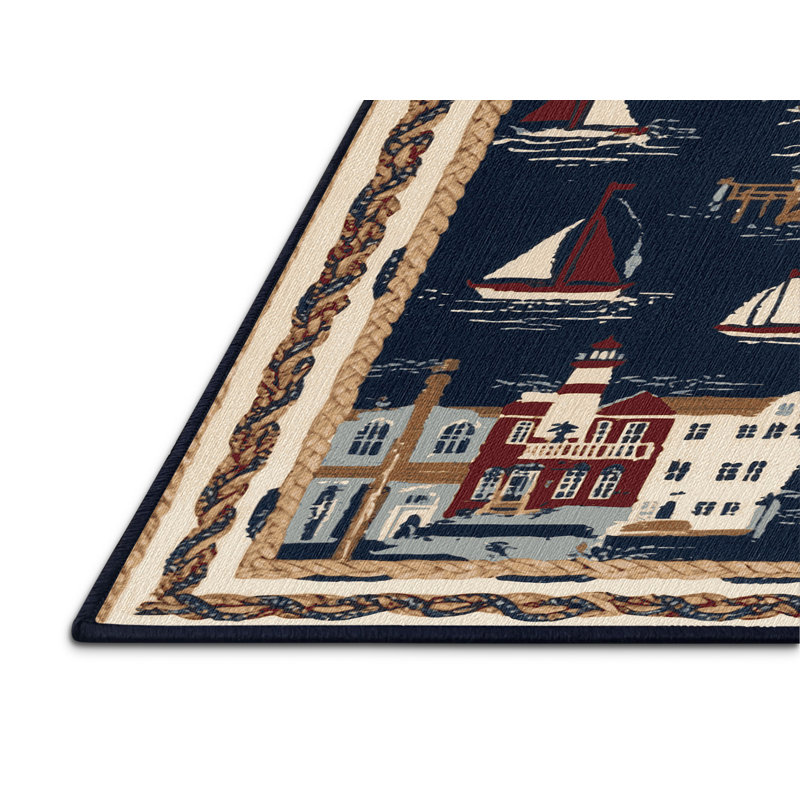 Tapis nautique lavable Seaside Towns, Tapis de couloir 2 pi x 5 pi