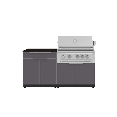 Ensemble d'armoires d'extérieur en aluminium 4 pièces avec gril au platine 36 po - propane liquide et comptoir en acier inoxydable 32 po