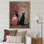 «Black Cat» dans un vase avec fleurs rouges - reproduction d'art