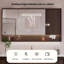 Meuble-lavabo autoportant en bois d'hévéa brun et blanc 44,09 po avec miroir-305548435