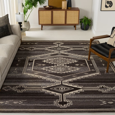 Tapis marocain en laine / coton touffeté à la main Kenya Kenya brun / ivoire