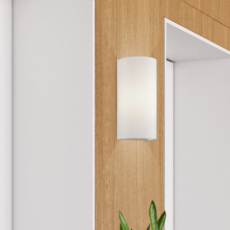 Applique murale 1 lumière ADA blanche avec abat-jour en tissu blanc cassé fabriqué à la main