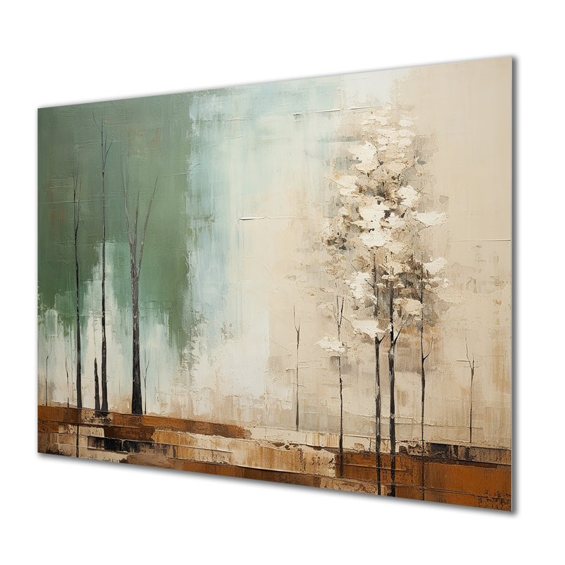 Art mural en métal vert vert beige et collage sauvage II - Tachisme MT136196, H 24 po x l 32 po x P 1 po