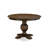 5 Piece Modern Dining Table Set Includes a Round Wooden Table with Pedestal and 4 Brown Linen Fabric Parsons Dining Chairs, Distressed Jacobean-1932040989