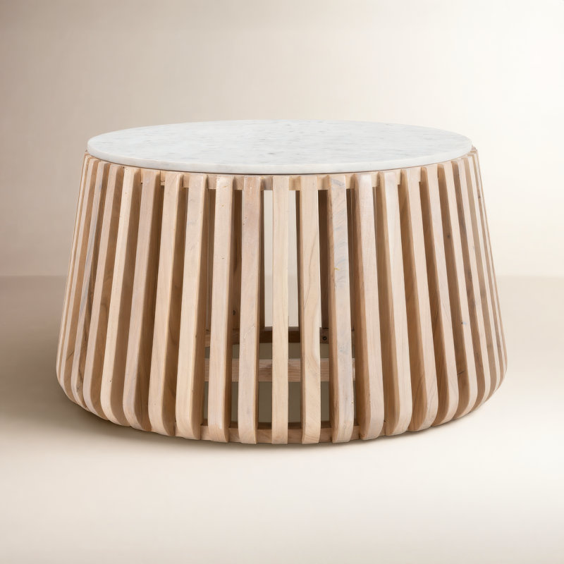 Dolle Marble Top Single Coffee Table, Brown