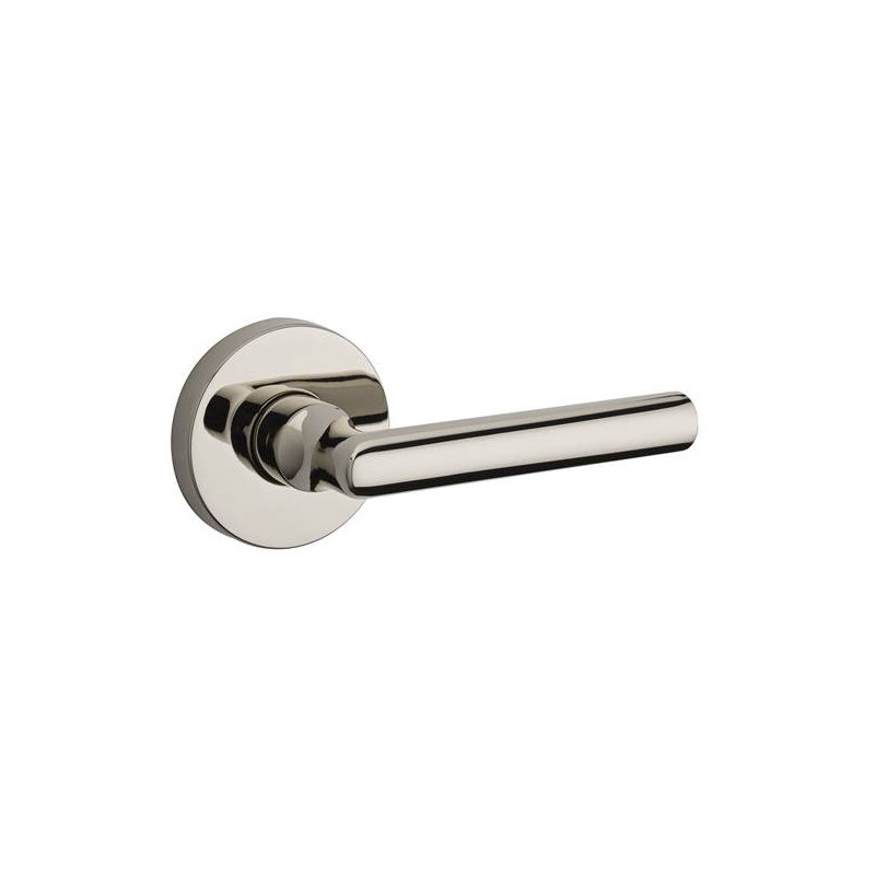 Tube Double Dummy Door Lever with Contemporary Round Rose, Polished Nickel