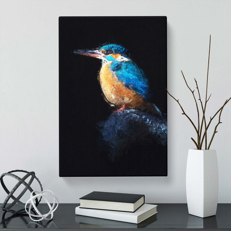 Kingfisher Bird In Abstract - Wrapped Canvas, 76cm H x 50cm W x 3cm D