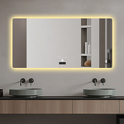 48X32in Frameless Bathroom Mirror With Light