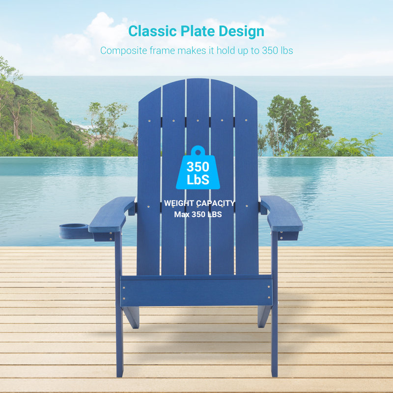 Chaise Adirondack en plastique Garrey, Bleu marine