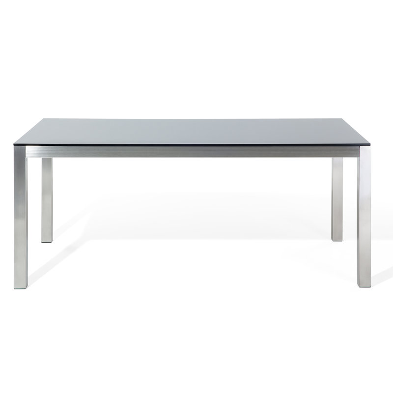 Anfa Rectangular Glass Outdoor Dining Table - 70.8 cm W 90 cm D, Black