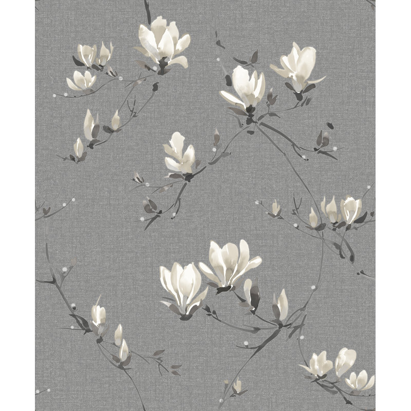 Isla Floral Luxury Textured Vinyl Wallpaper, Black