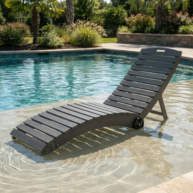 Chaise longue pliante avec roulettes, Gray