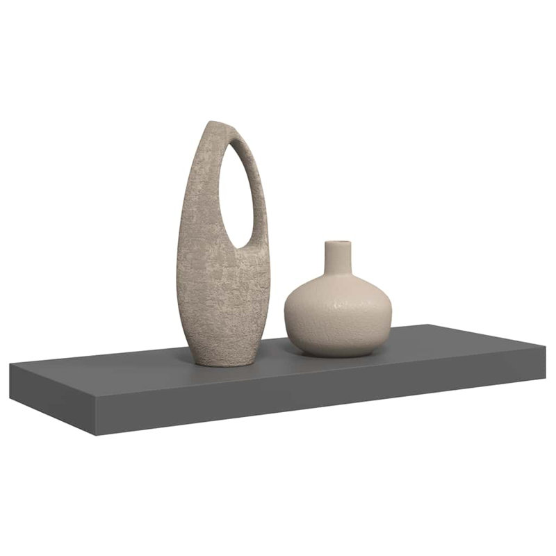 Tablette murale Tablette murale mi-ferme en bois aggloméré gris brillant, Gris foncé