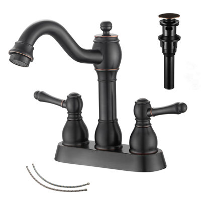 26390-Ati Robinet de lavabo de salle de bain central 4 pouces en laiton antique avec bonde