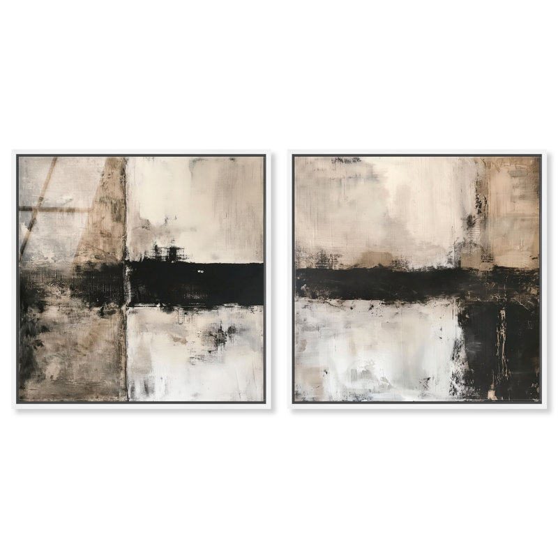 «Abstract Nuances: Surface & Organic Forms», ensemble de décorations murales Boho par Art Remedy, cadre blanc, 24 x 24