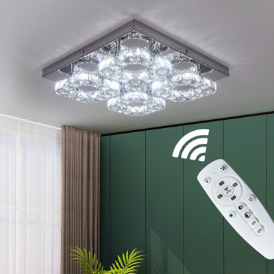 K9 crystal ceiling lampsodern K9 crystal led Ceiling Lights Square Led ceiling Lamp plafon For kitchen Home lamparas Surface Mounted With remote control