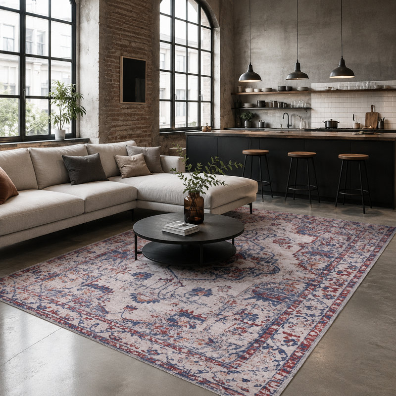 Vintage Look Cotton and Chenille Flatweave Area Rug, 80 x 150 cm