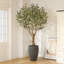 8ft UV Resistant Artificial Eucalyptus Tree with Grey Tall Planter, Pre Potted Faux Eucalyptus