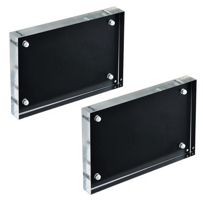 Black Acrylic Block with Metal Back Plate, 2-Pack